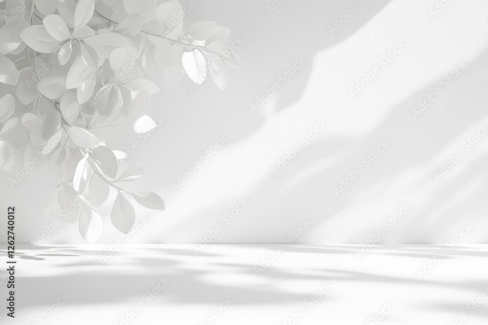 Poster a 3d rendering of a realistic shadow overlay from a plant leaf on a transparent background, displayi