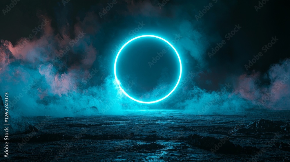 Poster a circular light effect background features swirling magic light lines