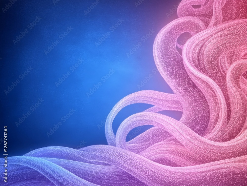 Poster a vibrant abstract design featuring flowing pink and blue shapes, creating a sense of motion and dep