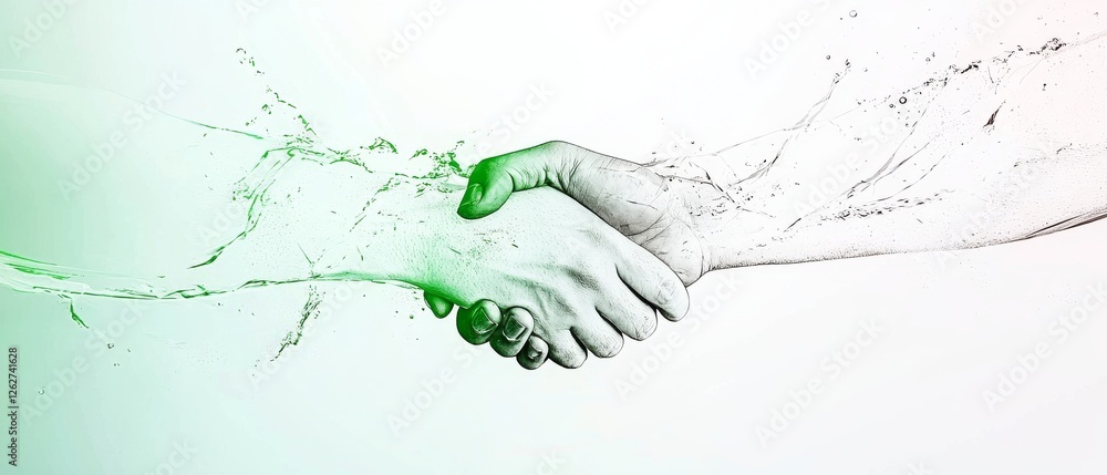 Aufkleber a creative representation of a handshake, symbolizing collaboration and unity, enhanced with flowing