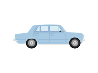 Isolated blue retro car toy for kids - Vector