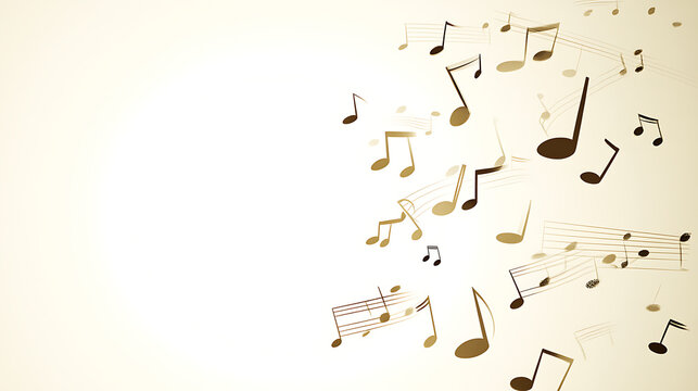 Musical Harmony Ascending From Silence Decorative Illustration With Notes Composition And Warm Beige Background