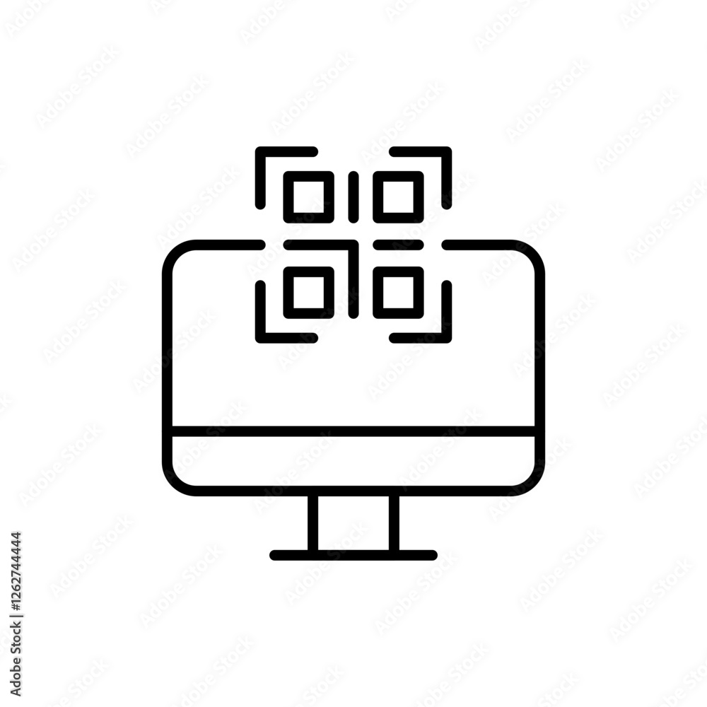 Poster display qr code outline icons, minimalist vector illustration ,simple transparent graphic element .i