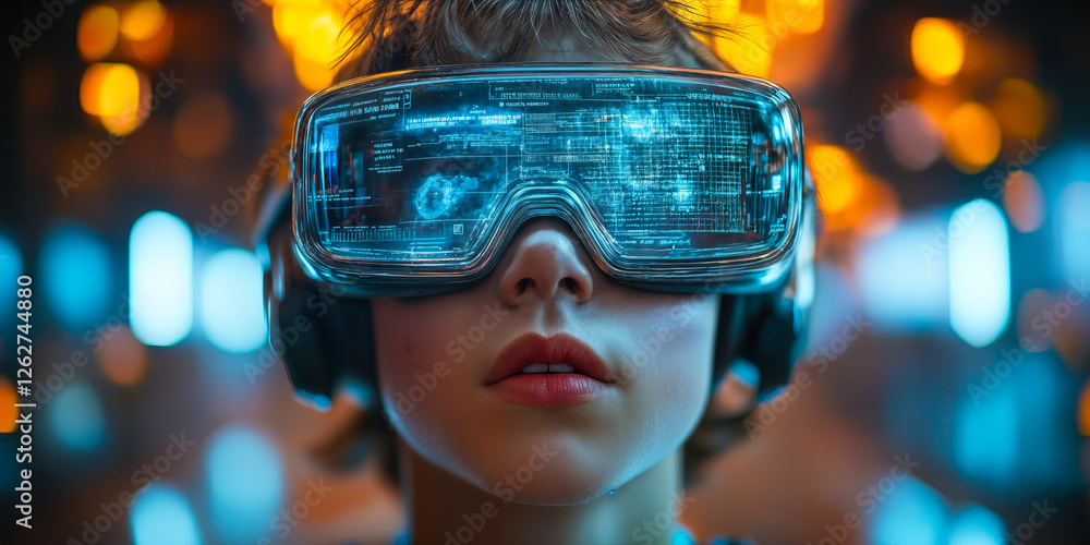Poster futuristic human-computer interaction ai wearable technology with context-aware user interface and v