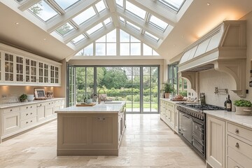 Modern kitchen with a spacious layout and natural light on a bright day