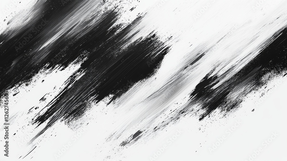Poster dramatic diagonal brushstrokes create a dynamic contrast on a white background