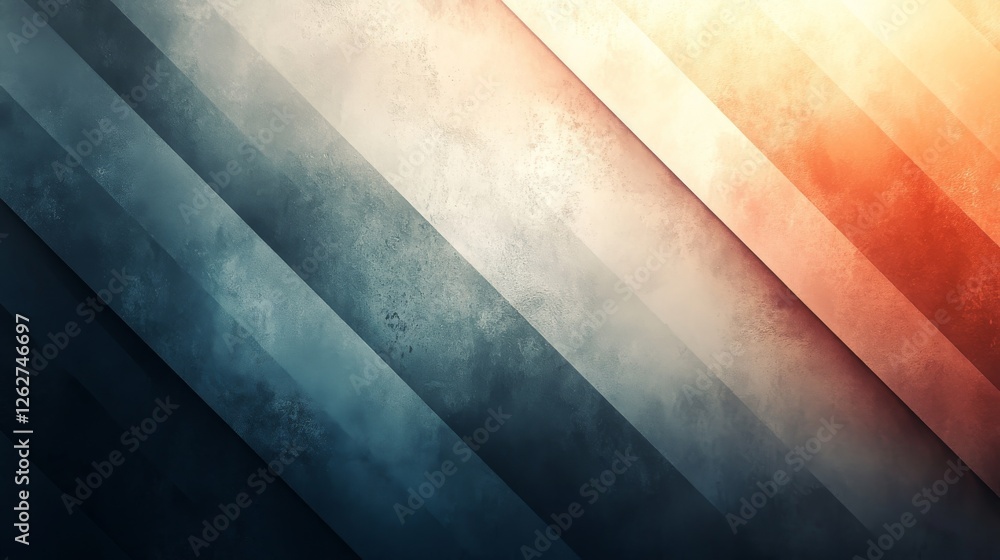 Poster abstract background features diagonal stripes of varying warm and cool colors