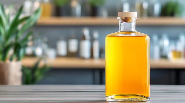 Close-up of a golden elixir freshness and vitality in modern beverage photography