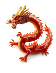 Naklejka premium Majestic Red Dragon: A Symbol of Power and Wisdom in Chinese Culture