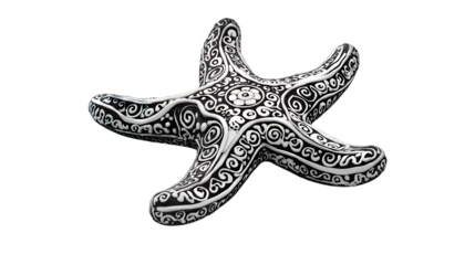 a silver pendant in the shape of a starfish PNG image, PNG file, Generative art.