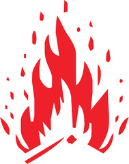 Vector Fire Flame Isolated Icon. Campfire, Bonfire, Flame Sign, Front View. Vector Illustration