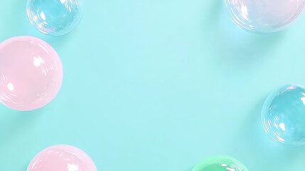Pastel Spheres Abstract Design Background in Light Blue Pink and Teal Colors for Creative Projects