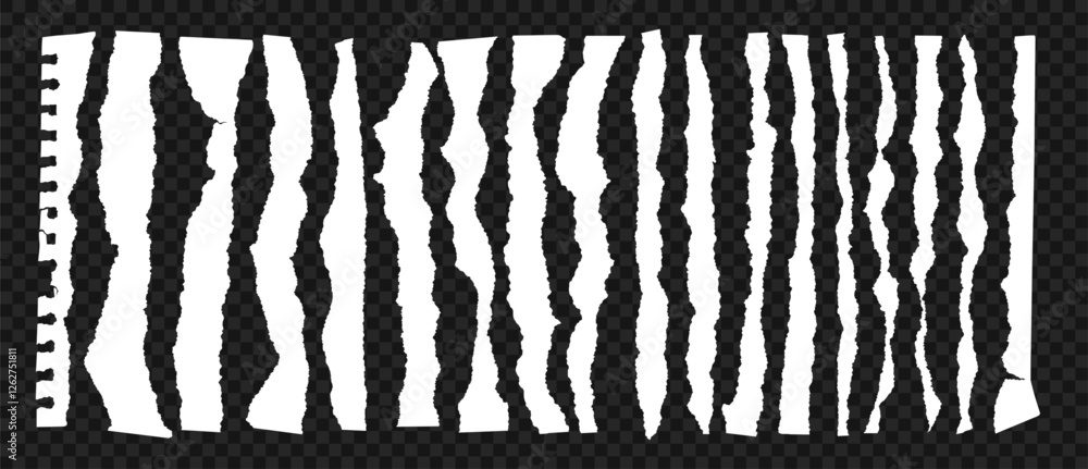 Poster torn paper edge. realistic torn papers strips with ripped edges. white ripped paper sheets for video