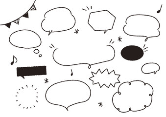 シンプルな手描きの吹き出しイラストセット