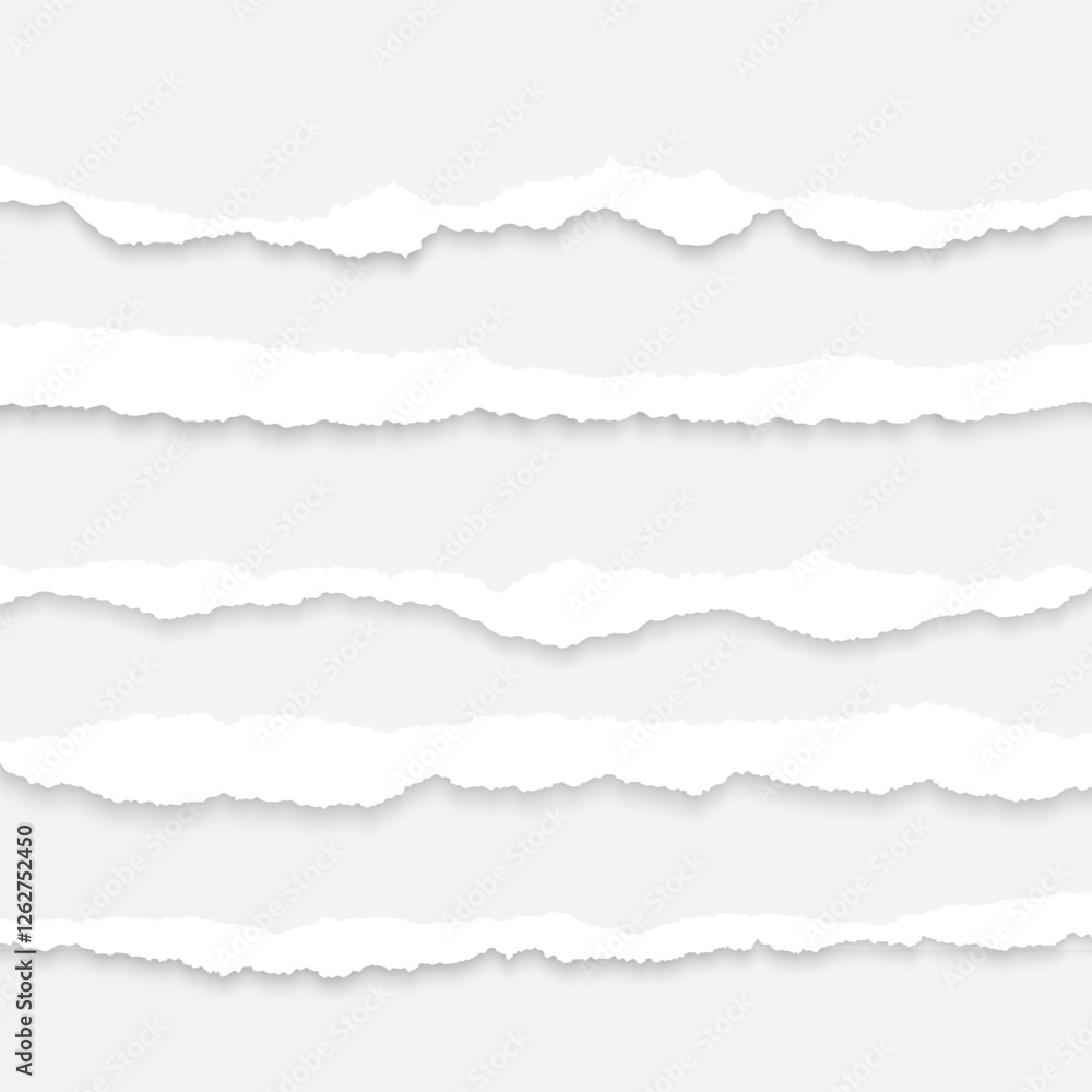 Poster torn paper. realistic torn paper banners with ripped edges and shadow. horizontal notebook strips, b