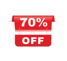 70 percent off - Banner label vector design announcement element. flat design symbol.