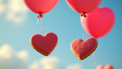 Heart-Shaped Hanging Treats with Balloon in the Sky