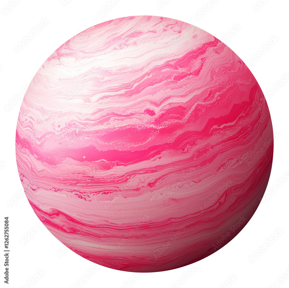 Wall mural abstract pink planet with swirling patterns on a transparent background with lighting