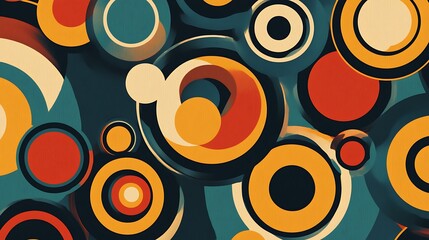 Abstract Retro Circular Design Featuring Vivid Colors