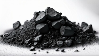 木炭粉末が固まった際の、黒く粗い粒子