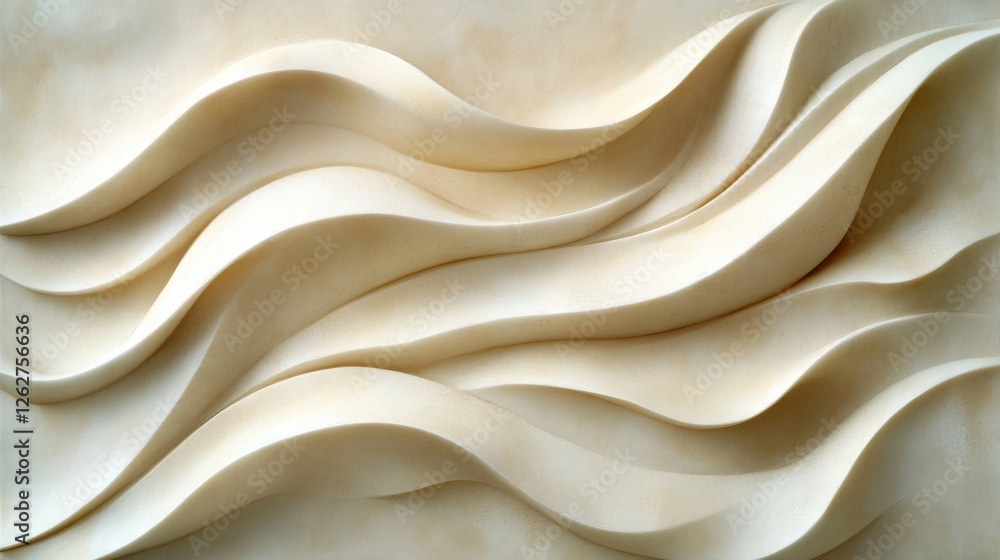 Poster abstract beige waves flow horizontally across a textured surface