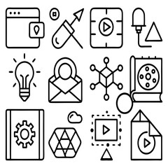 Geometric Vector Line Art Icons Set – Modern, Minimalist, and Abstract Illustration