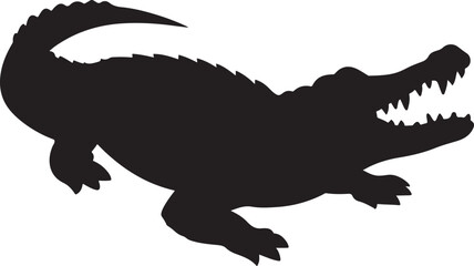 A bold silhouette of a menacing crocodile.