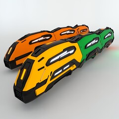 Fototapeta premium Futuristic Trains In Vibrant Colors