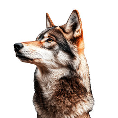 Fototapeta premium Detailed Portrait of a Gray Wolf with Brown Fur on a Transparent Background