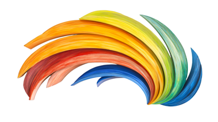 a colorful curved shape on a transparent background, PNG image, PNG file, Generative art.