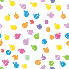 A candy-themed dot pattern, where each dot looks like a tiny wrapped candy in bright pastel shades