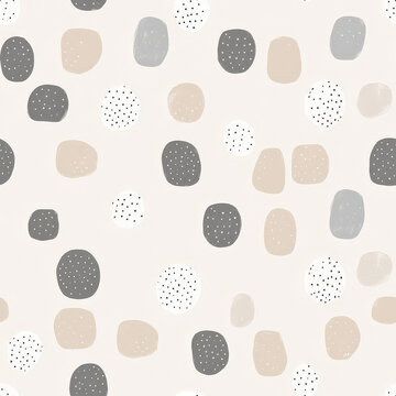 Fototapeta A simple Scandinavian-style circle pattern, featuring muted neutral tones and clean, evenly spaced dots for a cozy and minimal kidsâ€™ design