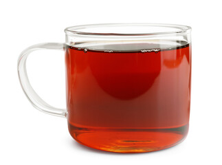 Refreshing black tea in cup isolated on white