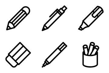 Writing and Drawing Supplies icon set