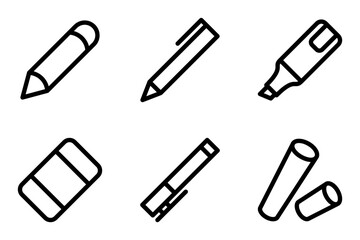 Writing and Drawing Supplies icon set