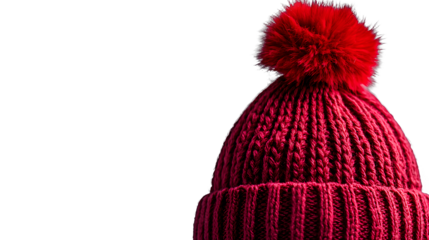 a red knitted beanie or hat against a transparent background, PNG image, PNG file, Generative art.