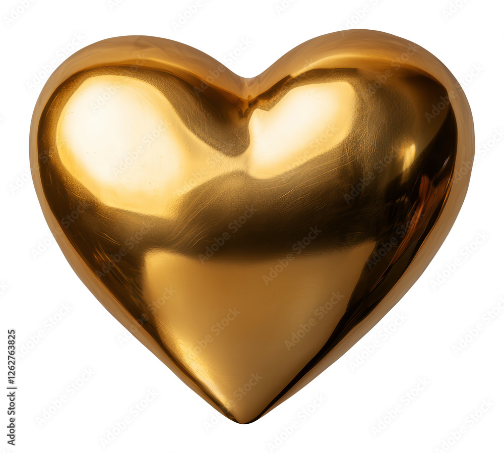 Poster isolated golden heart with a shiny surface on a transparent background render