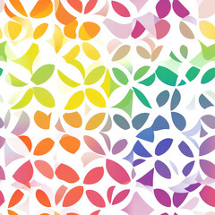 A dazzling kaleidoscope pattern, where overlapping circles form intricate and mesmerizing rainbow mandala effects