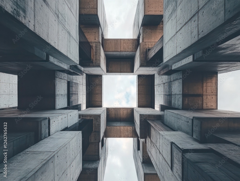 Poster abstract view of concrete structure with sky