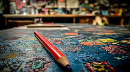 Naklejka premium Hand-Drawn Artistic Doodles on a Paper Surface in Sharp Focus