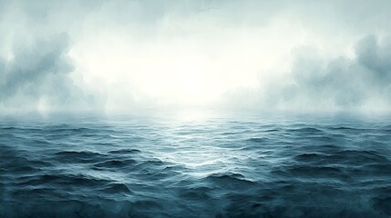 Fototapeta premium Misty ocean horizon, dramatic seascape, tranquil scene, background image, nature photography