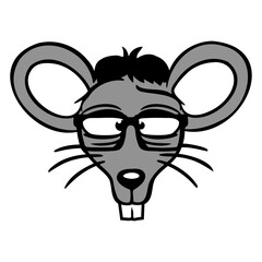Mouse Nerd Geek Horn-Rimmed Glasses Smart Cool Design Lover Art Vector Illustration Card T-Shirt Poster Sticker Graphic Print Decorative Drawing Isolated Logo Decoration Symbol Creative Cool Style
