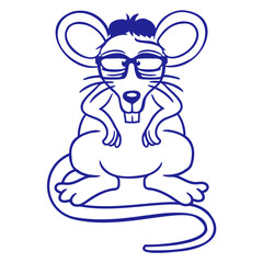 Mouse Nerd Geek Horn-Rimmed Glasses Smart Cool Design Lover Art Vector Illustration Card T-Shirt Poster Sticker Graphic Print Decorative Drawing Isolated Logo Decoration Symbol Creative Cool Style
