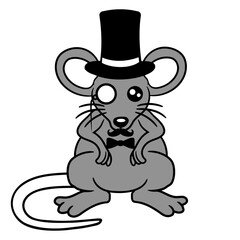 Mr. Mouse Top Hat Monocle Glasses Rich Gentleman Design Lover Art Vector Illustration Card T-Shirt Poster Sticker Graphic Print Decorative Drawing Isolated Logo Decoration Symbol Creative Cool Style
