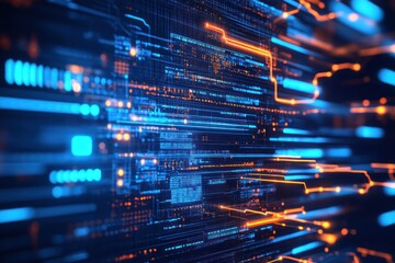 Obraz premium Abstract digital technology background with glowing lines