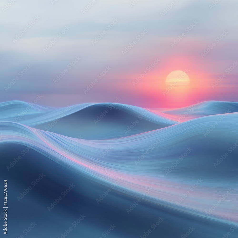 Poster pastel abstract landscape soft colors minimalist tranquility flowing patterns