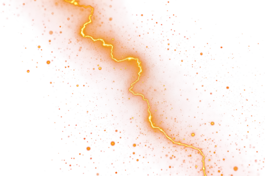 Bright jagged gold lightning-like streak of golden light cutting diagonally across a transparent background png