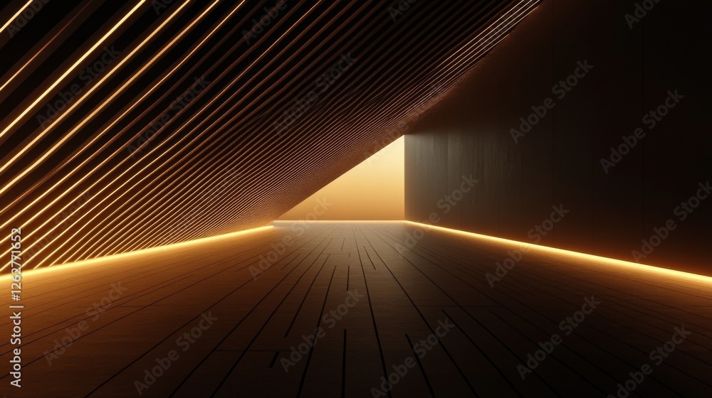 Poster an abstract image showcases architectural design with bright linear lighting