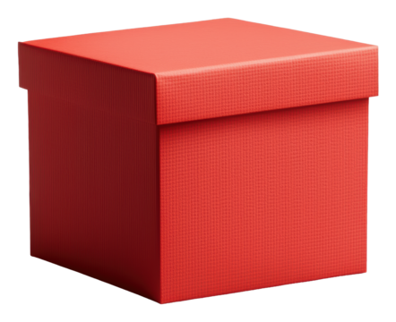 Vibrant Red Cube Box With Secure Lid On Transparent Background