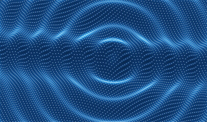 3D wavy background with ripple effect. Grid surface with particle. Vector illustration for cover, card, postcard, interior design, banner, poster, brochure or presentation.